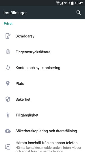 Scrolla till och välj Säkerhet