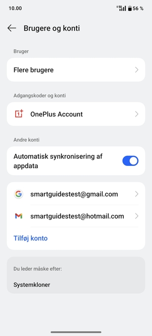 Vælg din Google konto