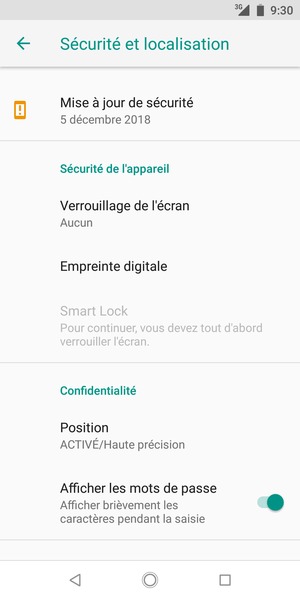 Faites défiler et sélectionnez Position
