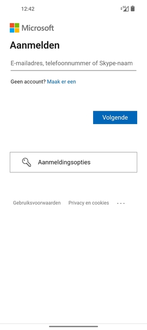 Voer uw e-mailadres in en selecteer Volgende
