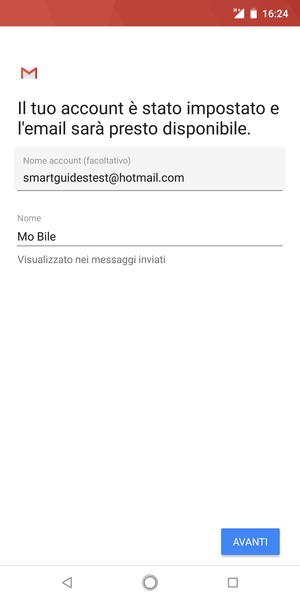 Scegli un nome per il tuo account e inserisci il tuo nome. Seleziona AVANTI