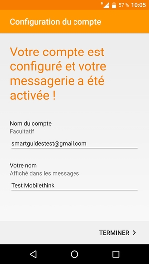 Donnez un nom à votre compte et saisissez votre nom. Sélectionnez TERMINER
