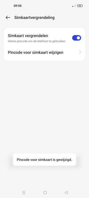 Uw Pincode voor simkaart is gewijzigd