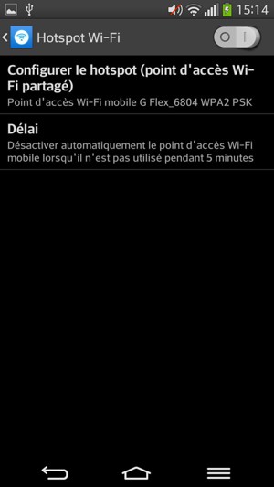 Sélectionnez Configurer le hotspot (point d'accès Wi-Fi partagé)