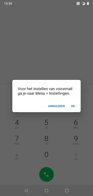Als uw voicemail niet geïnstalleerd is, selecteert u OK