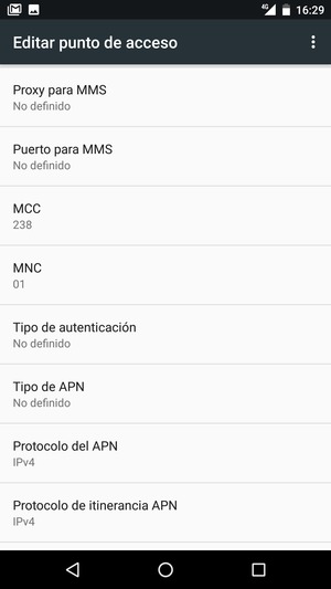 Desplácese hacia abajo e introduzca la información MMS