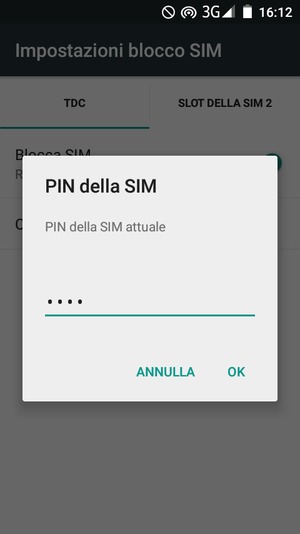Inserisci PIN della SIM attuale e seleziona OK