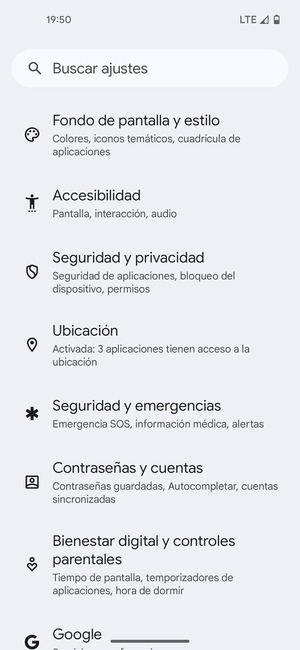 Desplácese y seleccione Ubicación