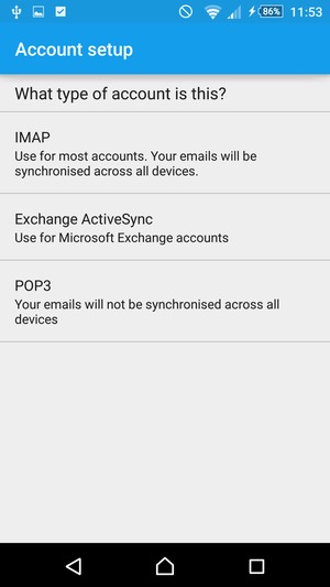 Select IMAP or POP3