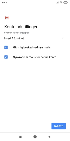 Vælg NÆSTE