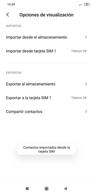 Sus contactos se guardarán en su cuenta de Google y se guardarán en su teléfono la próxima vez que Google sea sincronizado.