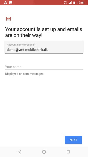 Give your account a name and enter your name. Select NEXT