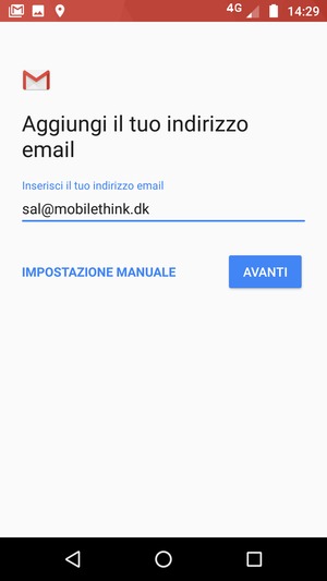 Inserisci il tuo indirizzo email e seleziona AVANTI