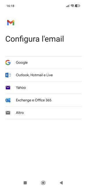 Seleziona Exchange e Office 365