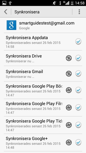 Din information kommer att synkroniseras