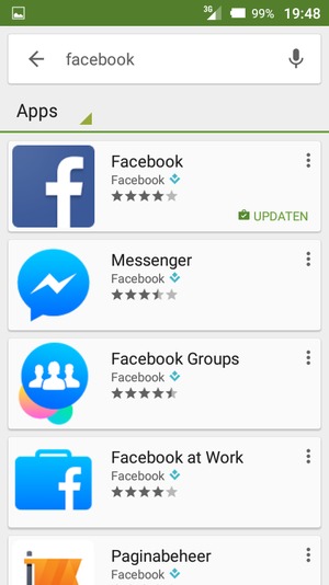 Selecteer de app
