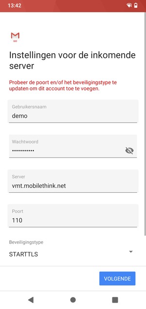 Selecteer Beveiligingstype