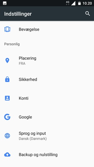 Scroll til og vælg Sikkerhed