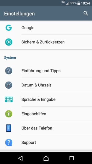 Scrollen Sie und wählen Sie Über das
Telefon