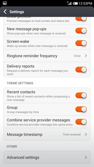 Scroll to and select Advanced settings