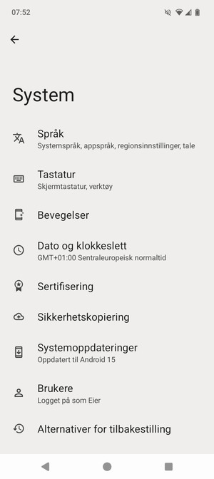 Velg Systemoppdatering