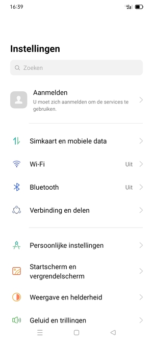 Selecteer Simkaart en mobiele data