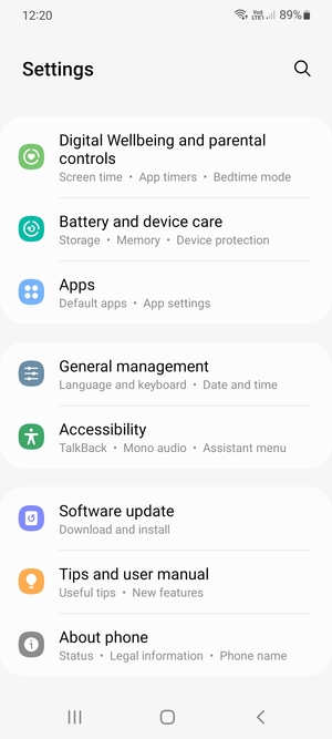 Scroll to and select Software update