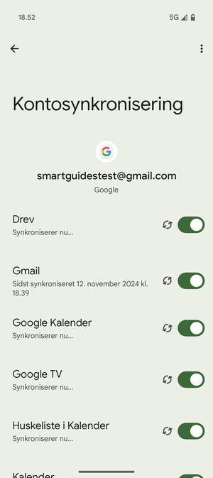 Dine oplysninger vil blive synkroniseret