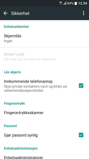 Velg Skjermlås