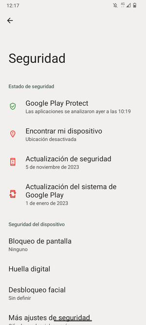 Seleccione Bloqueo de pantalla