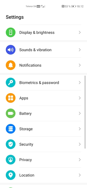 Scroll to and select Security