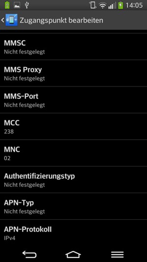 Scrollen Sie nach unten und geben Sie MMS-Informationen ein
