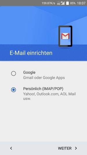 Wählen Sie Persönlich (IMAP/POP) und WEITER