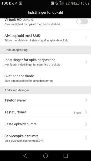 Scroll til og vælg Telefonsvarer