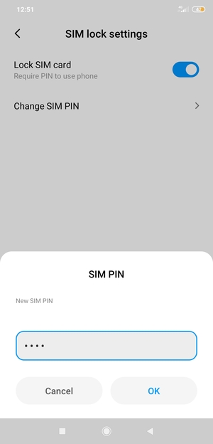 Enter your New SIM PIN and select OK