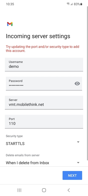 Select Security type