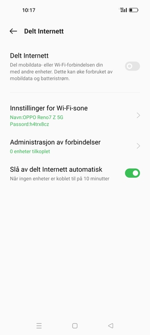 Velg Innstillinger for Wi-Fi-sone