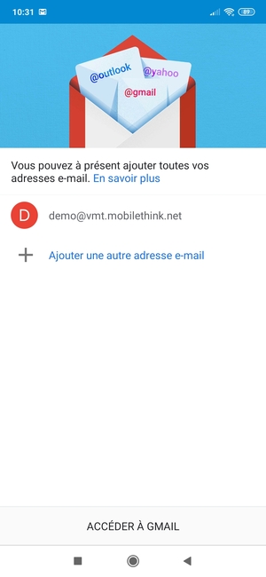 Sélectionnez ACCÉDER À GMAIL