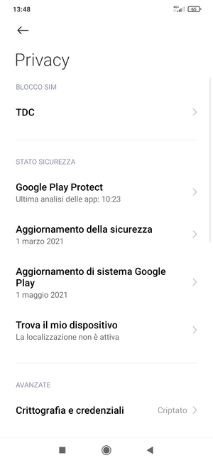 Seleziona Aggiornamento della sicurezza
