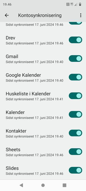 Kontroller at Kontakter er valgt