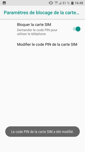 Votre code PIN de la carte SIM a été modifié