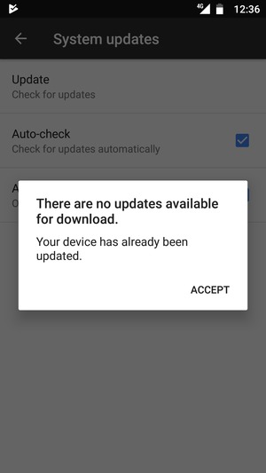 If your phone is up to date, select ACCEPT