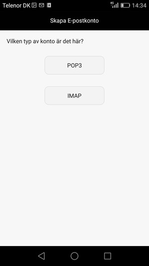 Välj POP3 eller IMAP