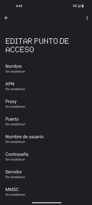 Introduzca la información de MMS