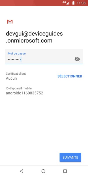 Saisissez votre mot de passe et sélectionnez SUIVANTE