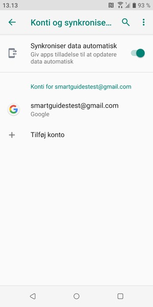 Vælg din Google konto