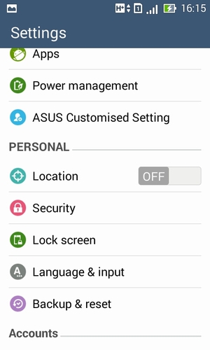 Scroll to and select Lock screen