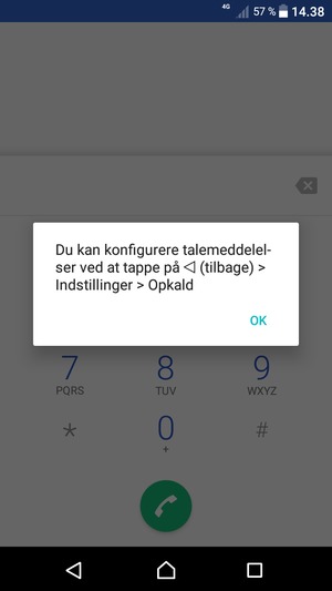 Hvis din telefonsvarer ikke er sat op, vælg OK