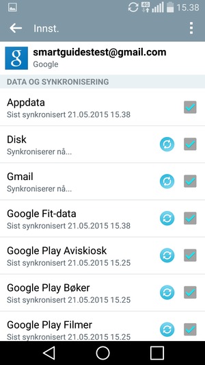 Din informasjon blir synkronisert