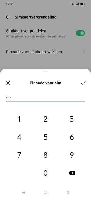 Voer uw huidige pincode voor deze simkaart in en selecteer OK